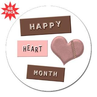Happy Heart Month 3 Lapel Sticker (48 pk)