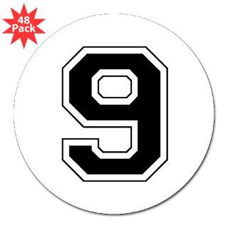 Varsity Font Number 9 Black 3 Lapel Sticker (48 p