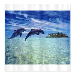 Dolphin Shower Curtains  Custom Themed Dolphin Bath Curtains