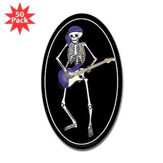 Skeleton Lady Guitarist Oval Sticker (50 pk) for $140.00