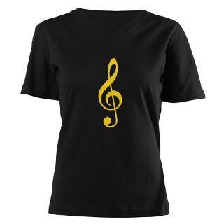Yellow Treble Clef on T shirts, tops and a range of gift items