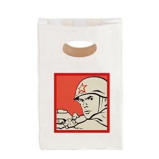 ussr soldier canvas lunch tote $ 14 85