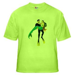 Diver & Mermaid Green T Shirt