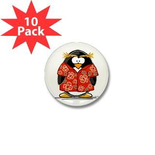 Red Hawaiian Penguin 3.5 Button (100 pack)