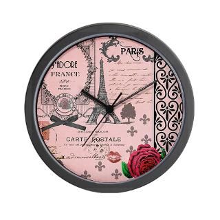Vintage Pink Paris Collage Wall Clock for $18.00
