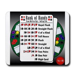 Poker 101 Texas Holdem Rank of Hands Mousepad for $13.00