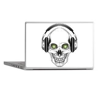 Club Gifts  Club Laptop Skins  Green Eye DJ Skull Laptop Skins