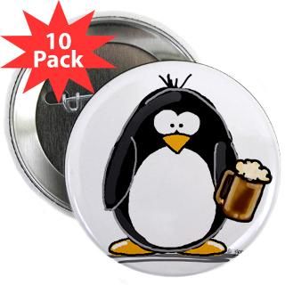 Beer Drinking Penguin 2.25 Button (10 pack)