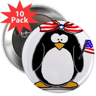 Patriotic Girl penguin 2.25 Button (10 pack)