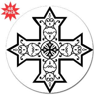 Coptic Cross BW 3 Lapel Sticker (48 pk)