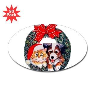 christmas pet wreath oval sticker 50 pk $ 130 99