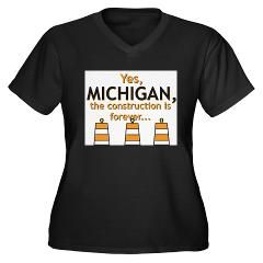 Yes Michigan (Funny) Womens Plus Size V Neck Dark T Shirt