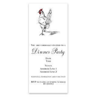 And White Invitations  Rooster Hen Chicken line drawing Invitations