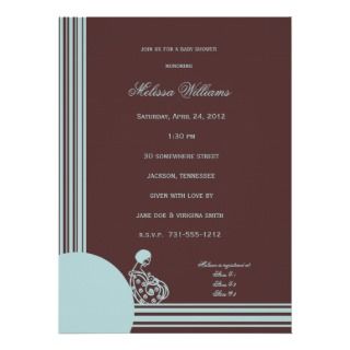 Light Blue on Brown Baby Shower Invitations