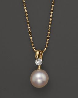 Pearls Akoya Cultured Pearl & Diamond Pendant Necklace, .10 ct. t.w