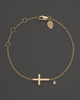 Meira T 14K Yellow Gold Cross Bracelet with Diamond Accent