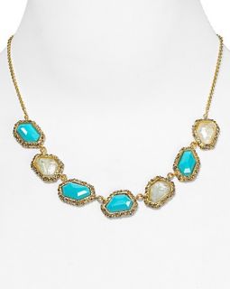 Encrusted Gold Multi Stone Linked Necklace, 16
