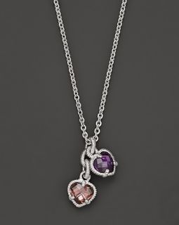 Judith Ripka Sterling Silver Twin Heart Necklace, 17