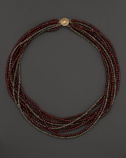 Garnet and Pyrite 9 Row Rondells Necklace, 18