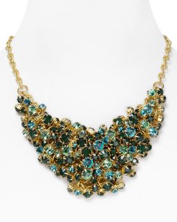 Aqua Jewel Tone Cluster Bib Necklace, 18