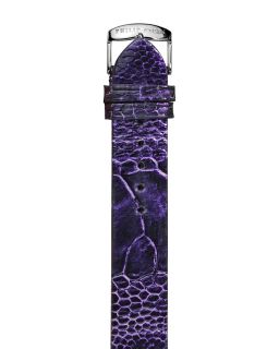 Philip Stein Metallic Purple Ostrich Leather Watch Strap, 18mm