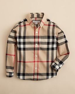 Burberry Boys Mini Fred Long Sleeve Check Button Down Collar Shirt