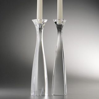 Nambé Crystal Pair of Cascade Candlesticks 9.5