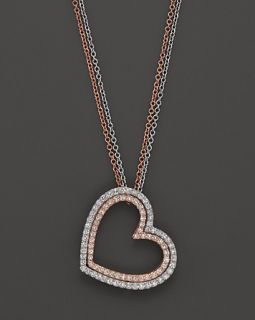 Heart Pendant Necklace in 14K White and Rose Gold, .30 ct. t.w., 18