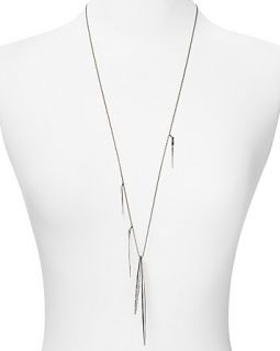 Crystal Encrusted Rhodium Long Spear Necklace, 32
