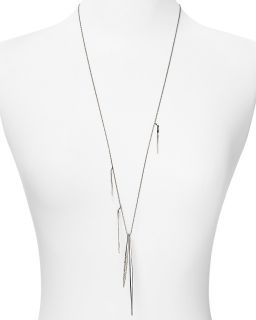 Crystal Encrusted Rhodium Long Spear Necklace, 32