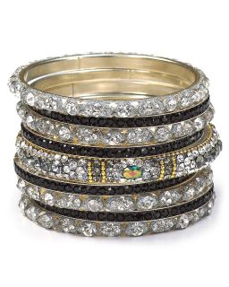 set of 12 black grey and crystal bangles orig $ 48 00 sale $ 33 60