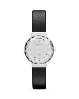 Skagen Heritage Faceted Bezel Leather Watch, 36mm