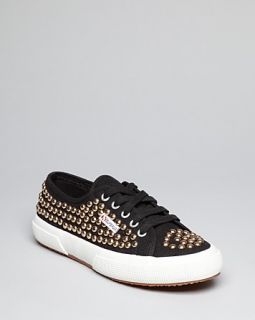 Superga Lace Up Sneakers   Canvas Studded