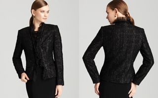 BASLER Black Shiny Jacket with Ruffle Trim_2