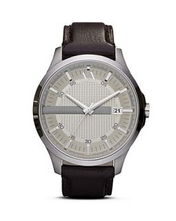 Armani Exchange Whitman Stainless Steel Watch on Almond Leather Strap