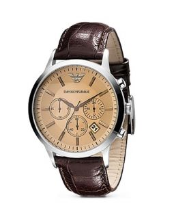 Emporio Armani Brown Embossed Leather Strap Watch, 43mm