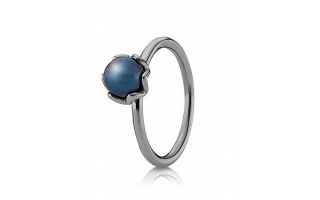 PANDORA Ring   Black Rhodium & Blue Pearl Cultured Elegance