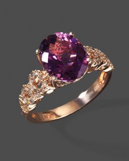 Diamond And Amethyst Ring In 14K Rose Gold