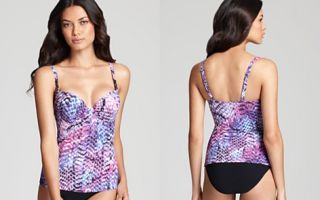 Profile by Gottex Snake Charmer Underwire Tankini Top & Solid Tankini