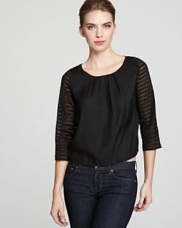 bcbgeneration top strip chiffon sleeve price $ 78 00 color black size