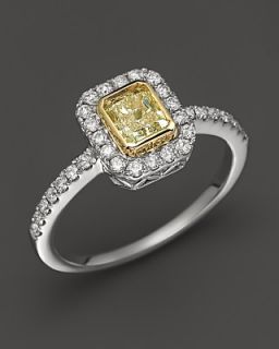 and Natural Yellow Diamond Ring in 14K White Gold. 0.80 ct. t.w.
