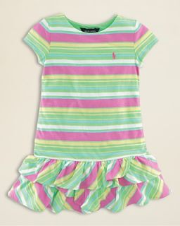 Ralph Lauren Childrenswear Girls Jersey Stripe Dress   Sizes 2T 6X