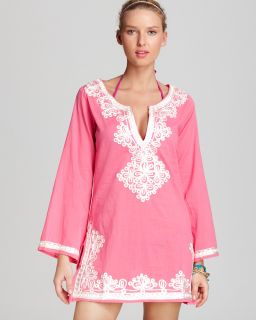 debbie katz embroidered coverup dress price $ 110 00 color flamingo