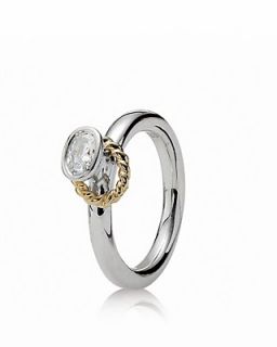 PANDORA Ring   Sterling Silver, 14K Gold & Clear Zirconia Halo