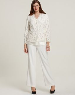 Lafayette 148 New York Plus Size Keri Floral Lace Jacket, Luxe Silk
