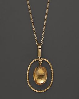 Angeleno 14K Yellow Gold Simple Framed Citrine Necklace, 18