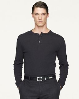 Ralph Lauren Black Label Long Sleeve Cotton Ribbed Henley