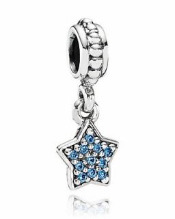 PANDORA Dangle Charm   Blue Cubic Zirconia Pavé Star