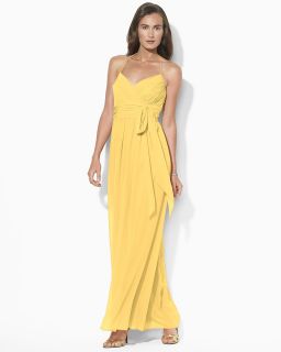 lauren ralph lauren georgette gown price $ 210 00 color yellow rose
