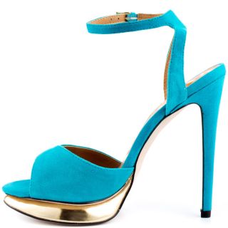 Kelsi Daggers Blue Chacha   Sky Blue Gold Suede for 109.99